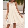 imageZESICA Womens 2025 Summer Boho Halter Short Dresses Sleeveless Hollow Out A Line Chiffon Flowy Ruffle Beach Mini SundressApricot