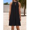 imageZESICA Womens 2025 Summer Boho Halter Short Dresses Sleeveless Hollow Out A Line Chiffon Flowy Ruffle Beach Mini SundressBlack
