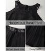 imageZESICA Womens 2025 Summer Boho Halter Short Dresses Sleeveless Hollow Out A Line Chiffon Flowy Ruffle Beach Mini SundressBlack