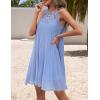 imageZESICA Womens 2025 Summer Boho Halter Short Dresses Sleeveless Hollow Out A Line Chiffon Flowy Ruffle Beach Mini SundressBlue