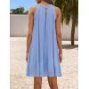 imageZESICA Womens 2025 Summer Boho Halter Short Dresses Sleeveless Hollow Out A Line Chiffon Flowy Ruffle Beach Mini SundressBlue