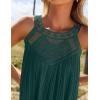 imageZESICA Womens 2025 Summer Boho Halter Short Dresses Sleeveless Hollow Out A Line Chiffon Flowy Ruffle Beach Mini SundressDarkgreen
