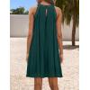 imageZESICA Womens 2025 Summer Boho Halter Short Dresses Sleeveless Hollow Out A Line Chiffon Flowy Ruffle Beach Mini SundressDarkgreen