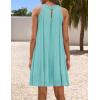 imageZESICA Womens 2025 Summer Boho Halter Short Dresses Sleeveless Hollow Out A Line Chiffon Flowy Ruffle Beach Mini SundressMint