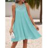 imageZESICA Womens 2025 Summer Boho Halter Short Dresses Sleeveless Hollow Out A Line Chiffon Flowy Ruffle Beach Mini SundressMint