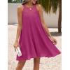 imageZESICA Womens 2025 Summer Boho Halter Short Dresses Sleeveless Hollow Out A Line Chiffon Flowy Ruffle Beach Mini SundressRose