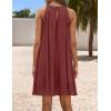 imageZESICA Womens 2025 Summer Boho Halter Short Dresses Sleeveless Hollow Out A Line Chiffon Flowy Ruffle Beach Mini SundressRust