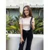 imageZESICA Womens Short Sleeve Crewneck T Shirt Summer Ribbed Knit Slim Fit Basic Solid Color Tee TopsAlmond