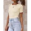 imageZESICA Womens Short Sleeve Crewneck T Shirt Summer Ribbed Knit Slim Fit Basic Solid Color Tee TopsApricot
