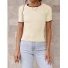 imageZESICA Womens Short Sleeve Crewneck T Shirt Summer Ribbed Knit Slim Fit Basic Solid Color Tee TopsApricot