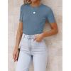 imageZESICA Womens Short Sleeve Crewneck T Shirt Summer Ribbed Knit Slim Fit Basic Solid Color Tee TopsDustyblue
