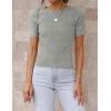 imageZESICA Womens Short Sleeve Crewneck T Shirt Summer Ribbed Knit Slim Fit Basic Solid Color Tee TopsGrey