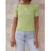 imageZESICA Womens Short Sleeve Crewneck T Shirt Summer Ribbed Knit Slim Fit Basic Solid Color Tee TopsMossgreen