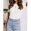 imageZESICA Womens Short Sleeve Crewneck T Shirt Summer Ribbed Knit Slim Fit Basic Solid Color Tee TopsWhite