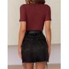 imageZESICA Womens Short Sleeve Crewneck T Shirt Summer Ribbed Knit Slim Fit Basic Solid Color Tee TopsWine