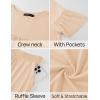 imageZESICA Womens Summer 2 Piece Outfits 2025 Ruffle Short Sleeve Tops and Shorts Casual Loose Oversized TShirts Lounge SetsApricot