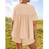 imageZESICA Womens Summer 2 Piece Outfits 2025 Ruffle Short Sleeve Tops and Shorts Casual Loose Oversized TShirts Lounge SetsApricot