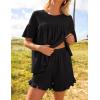imageZESICA Womens Summer 2 Piece Outfits 2025 Ruffle Short Sleeve Tops and Shorts Casual Loose Oversized TShirts Lounge SetsBlack