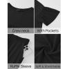 imageZESICA Womens Summer 2 Piece Outfits 2025 Ruffle Short Sleeve Tops and Shorts Casual Loose Oversized TShirts Lounge SetsBlack