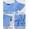 imageZESICA Womens Summer 2 Piece Outfits 2025 Ruffle Short Sleeve Tops and Shorts Casual Loose Oversized TShirts Lounge SetsBlue
