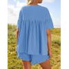 imageZESICA Womens Summer 2 Piece Outfits 2025 Ruffle Short Sleeve Tops and Shorts Casual Loose Oversized TShirts Lounge SetsBlue