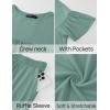 imageZESICA Womens Summer 2 Piece Outfits 2025 Ruffle Short Sleeve Tops and Shorts Casual Loose Oversized TShirts Lounge SetsGreen