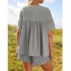 imageZESICA Womens Summer 2 Piece Outfits 2025 Ruffle Short Sleeve Tops and Shorts Casual Loose Oversized TShirts Lounge SetsGrey