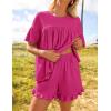imageZESICA Womens Summer 2 Piece Outfits 2025 Ruffle Short Sleeve Tops and Shorts Casual Loose Oversized TShirts Lounge SetsRose