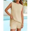 imageZESICA Womens Summer Two Piece Sweater Lounge Sets Casual Knit Trendy Tunic and Shorts OutfitsApricot