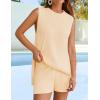 imageZESICA Womens Summer Two Piece Sweater Lounge Sets Casual Knit Trendy Tunic and Shorts OutfitsBeige
