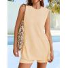imageZESICA Womens Summer Two Piece Sweater Lounge Sets Casual Knit Trendy Tunic and Shorts OutfitsBeige