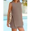 imageZESICA Womens Summer Two Piece Sweater Lounge Sets Casual Knit Trendy Tunic and Shorts OutfitsCamel
