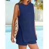 imageZESICA Womens Summer Two Piece Sweater Lounge Sets Casual Knit Trendy Tunic and Shorts OutfitsDark Blue