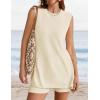 imageZESICA Womens Summer Two Piece Sweater Lounge Sets Casual Knit Trendy Tunic and Shorts OutfitsIvory