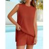 imageZESICA Womens Summer Two Piece Sweater Lounge Sets Casual Knit Trendy Tunic and Shorts OutfitsOrange