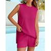 imageZESICA Womens Summer Two Piece Sweater Lounge Sets Casual Knit Trendy Tunic and Shorts OutfitsRosered