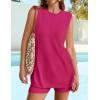 imageZESICA Womens Summer Two Piece Sweater Lounge Sets Casual Knit Trendy Tunic and Shorts OutfitsRosered