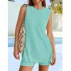 imageZESICA Womens Summer Two Piece Sweater Lounge Sets Casual Knit Trendy Tunic and Shorts OutfitsSage