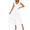 imageZESICA Womens 2025 Summer Boho Casual V Neck Sleeveless Midi Dresses Tie Shoulder Flowy Tiered A Line Beach Long SundressWhite