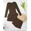 imageZESICA Womens Long Sleeve Bodycon Mini Dress Crew Neck Ribbed Knit Casual Ruffle Tiered Flowy Cocktail Party DressesCoffee