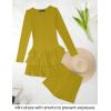 imageZESICA Womens Long Sleeve Bodycon Mini Dress Crew Neck Ribbed Knit Casual Ruffle Tiered Flowy Cocktail Party DressesMustard