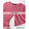 imageZESICA Womens Long Sleeve Bodycon Mini Dress Crew Neck Ribbed Knit Casual Ruffle Tiered Flowy Cocktail Party DressesPink
