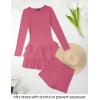 imageZESICA Womens Long Sleeve Bodycon Mini Dress Crew Neck Ribbed Knit Casual Ruffle Tiered Flowy Cocktail Party DressesPink