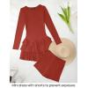 imageZESICA Womens Long Sleeve Bodycon Mini Dress Crew Neck Ribbed Knit Casual Ruffle Tiered Flowy Cocktail Party DressesRust