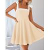 imageZESICA Womens Summer Boho Square Neck Mini Dress Sleeveless Tie Shoulder High Waist Swing A Line Short SundressesApricot