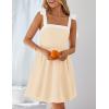 imageZESICA Womens Summer Boho Square Neck Mini Dress Sleeveless Tie Shoulder High Waist Swing A Line Short SundressesApricot