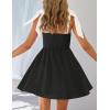 imageZESICA Womens Summer Boho Square Neck Mini Dress Sleeveless Tie Shoulder High Waist Swing A Line Short SundressesBlack