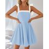 imageZESICA Womens Summer Boho Square Neck Mini Dress Sleeveless Tie Shoulder High Waist Swing A Line Short SundressesLightblue