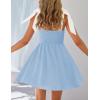 imageZESICA Womens Summer Boho Square Neck Mini Dress Sleeveless Tie Shoulder High Waist Swing A Line Short SundressesLightblue