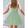 imageZESICA Womens Summer Boho Square Neck Mini Dress Sleeveless Tie Shoulder High Waist Swing A Line Short SundressesLightgreen